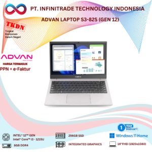 ADVAN LAPTOP S3-82S i3-1215U 8GB 256GB INTEL WINDOWS 11 - 1 YEAR